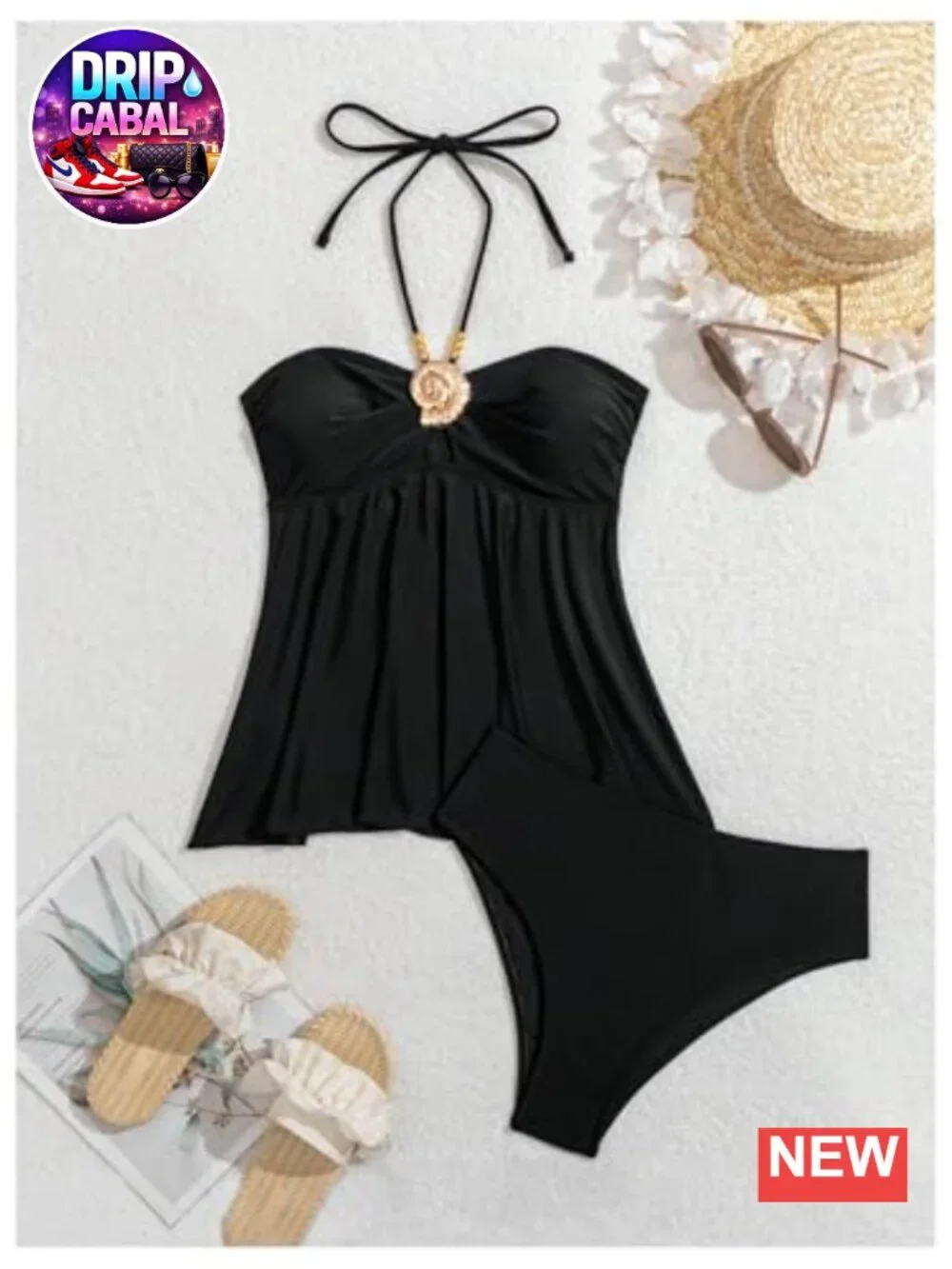 Halter Tankini Swimsuit 2 Piece High Waisted Beach Vacation Bathing Suit
